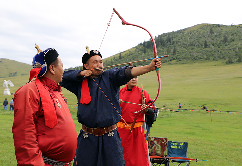 Archery in Mongolian Naadam festival